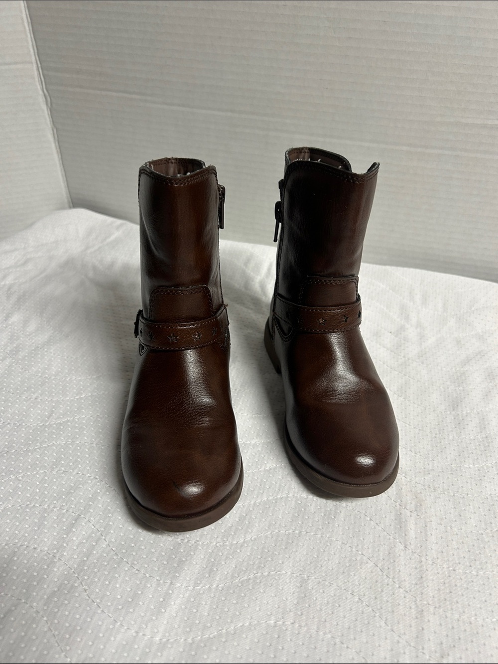 Stride Rite Brown Girls Leather Mid-Calf Boots with Buckle